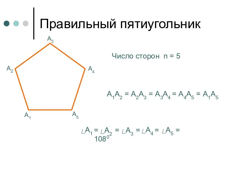 Правильный пятиугольник А1 А2 А3 А1А2 = А2А3 = А3А4