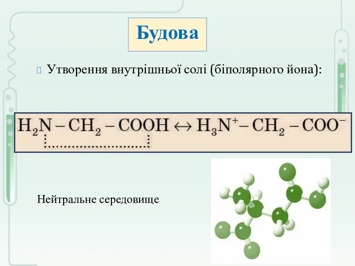 Утворення внутрішньої солі (біполярного йона): Нейтральне середовище Будова