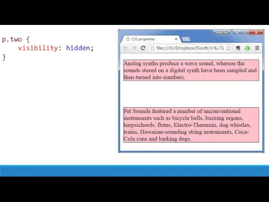 p.two { visibility: hidden; }