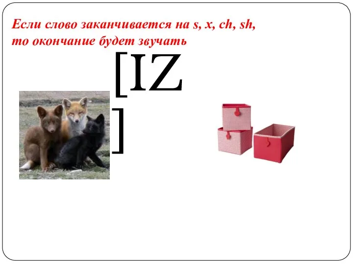 [IZ] Если слово заканчивается на s, x, ch, sh, то окончание будет звучать