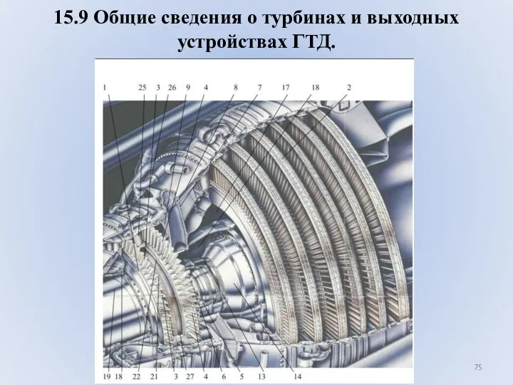 15.9 Общие сведения о турбинах и выходных устройствах ГТД.