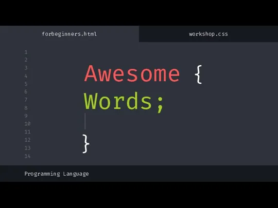 Awesome { Words; Programming Language forbeginners.html } workshop.css