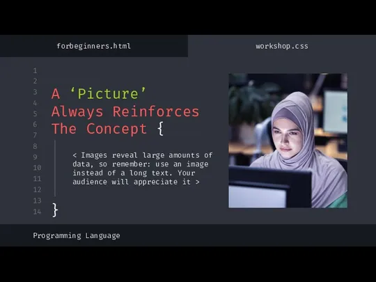A ‘Picture’ Always Reinforces The Concept { Programming Language forbeginners.html workshop.css