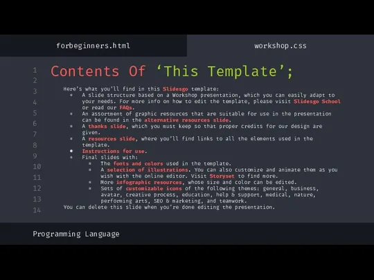 Contents Of ‘This Template’; Here’s what you’ll find in this Slidesgo template: A