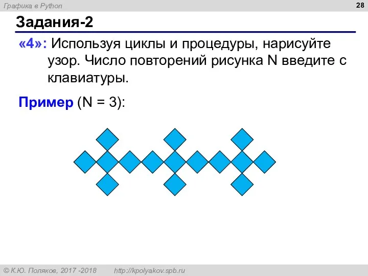 Задания-2 «4»: Используя циклы и процедуры, нарисуйте узор. Число повторений