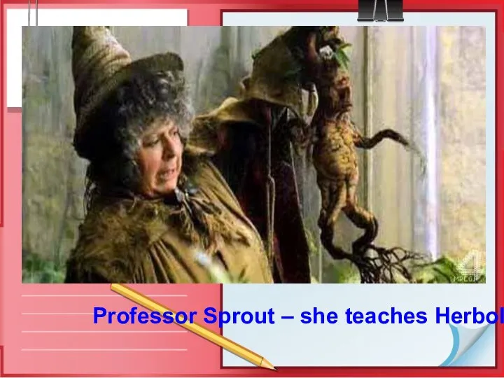 Professor Sprout – she teaches Herbology