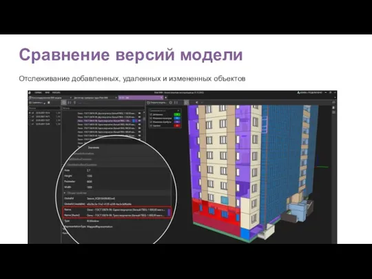 Сравнение версий модели Отслеживание добавленных, удаленных и измененных объектов