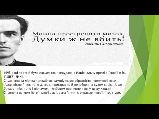 1995 році поетові було посмертно присуджено Національну премію України ім.