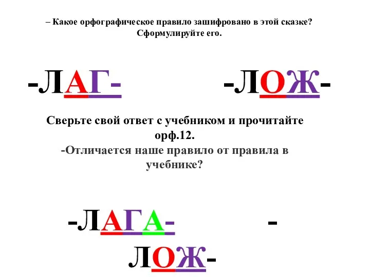 – Какое орфографическое правило зашифровано в этой сказке? Сформулируйте его.