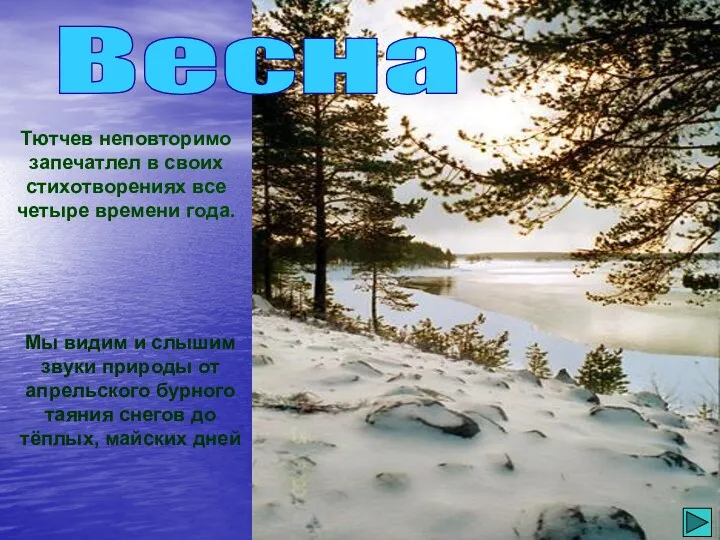 Мы видим и слышим звуки природы от апрельского бурного таяния