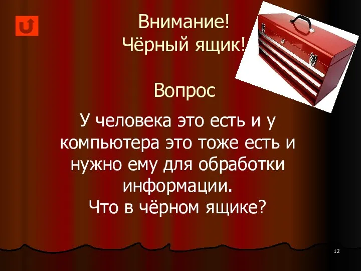 Внимание! Чёрный ящик! Вопрос У человека это есть и у компьютера это тоже