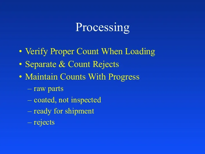 Processing Verify Proper Count When Loading Separate & Count Rejects Maintain Counts With