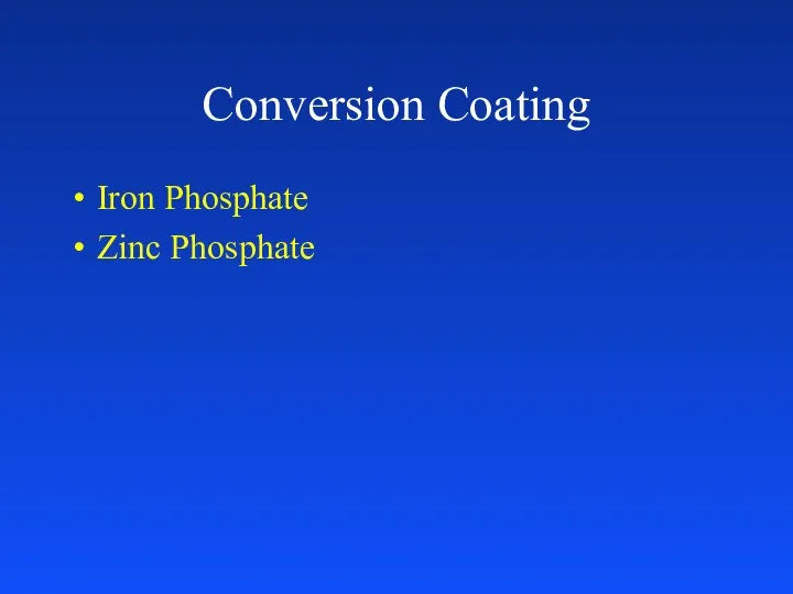 Conversion Coating Iron Phosphate Zinc Phosphate