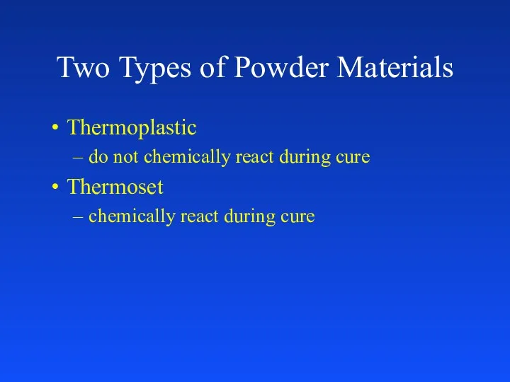 Two Types of Powder Materials Thermoplastic do not chemically react
