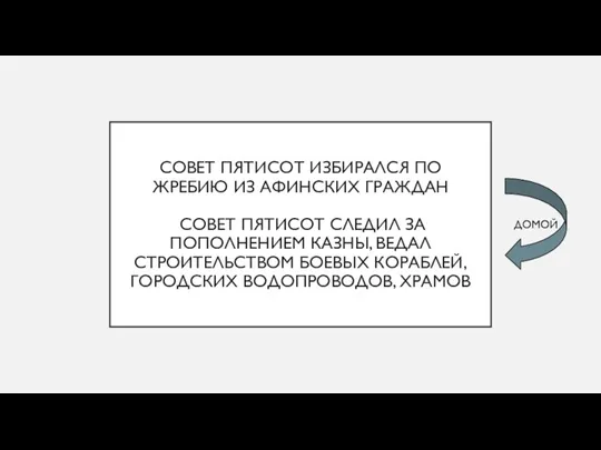 СОВЕТ ПЯТИСОТ ИЗБИРАЛСЯ ПО ЖРЕБИЮ ИЗ АФИНСКИХ ГРАЖДАН СОВЕТ ПЯТИСОТ СЛЕДИЛ ЗА ПОПОЛНЕНИЕМ