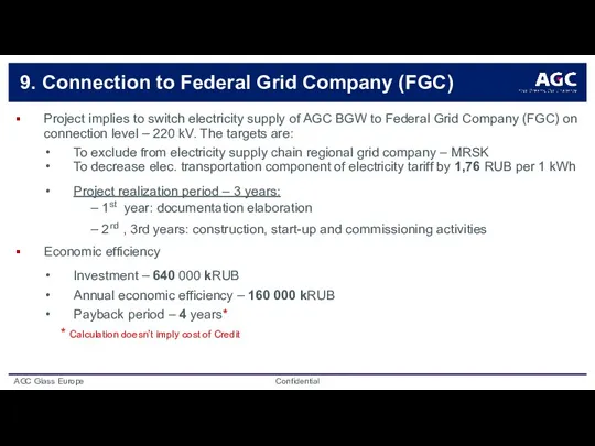 9. Connection to Federal Grid Company (FGC) Project implies to