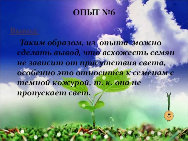 ОПЫТ №6 Вывод: Таким образом, из опыта можно сделать вывод,