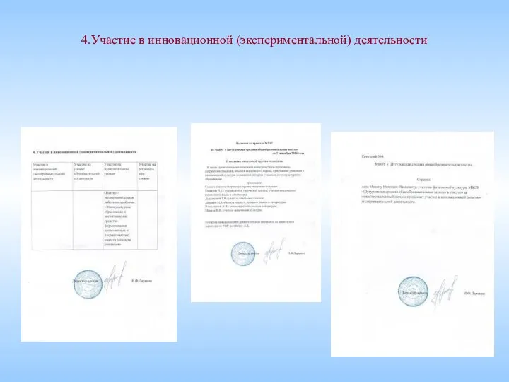 4.Участие в инновационной (экспериментальной) деятельности