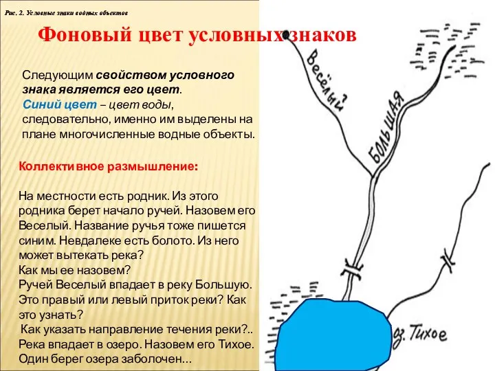 Следующим свойством условного знака является его цвет. Синий цвет –