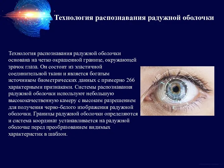 Технология распознавания радужной оболочки основана на четко окрашенной границе, окружающей