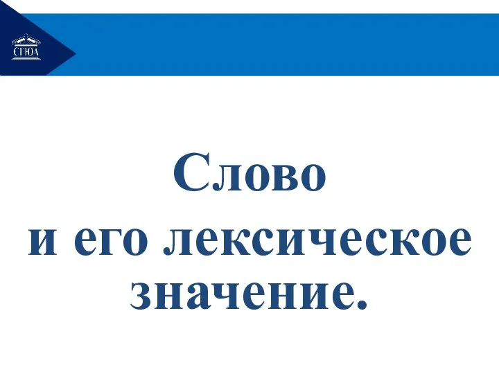 Слово и его лексическое значение.