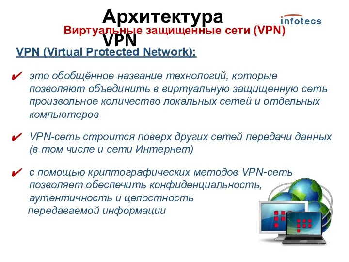 Виртуальные защищенные сети (VPN) VPN (Virtual Protected Network): это обобщённое