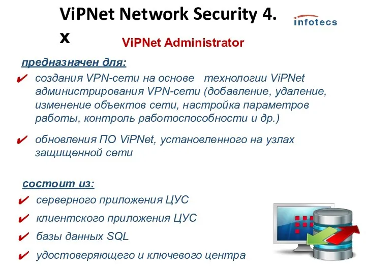 ViPNet Administrator предназначен для: создания VPN-сети на основе технологии ViPNet