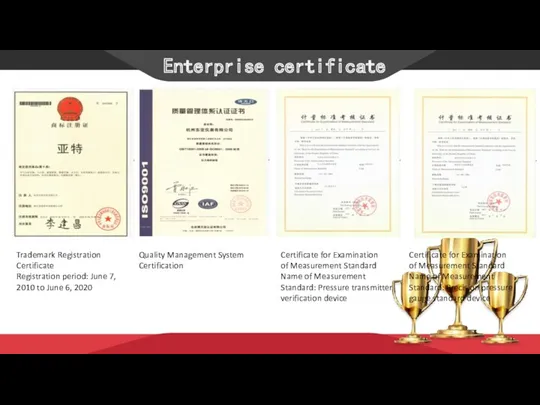Enterprise certificate Trademark Registration Certificate Registration period: June 7, 2010