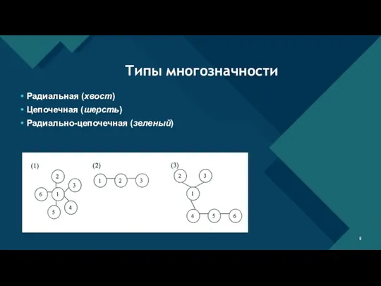 Радиальная (хвост) Цепочечная (шерсть) Радиально-цепочечная (зеленый) Типы многозначности