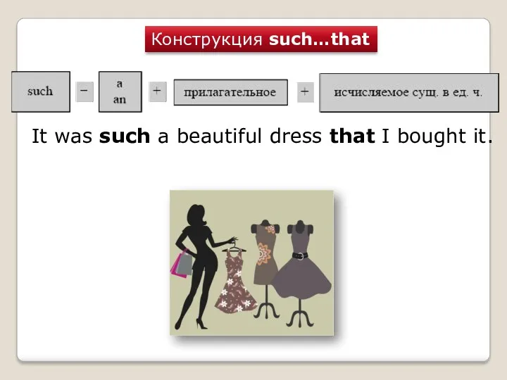 It was such a beautiful dress that I bought it. Конструкция such…that