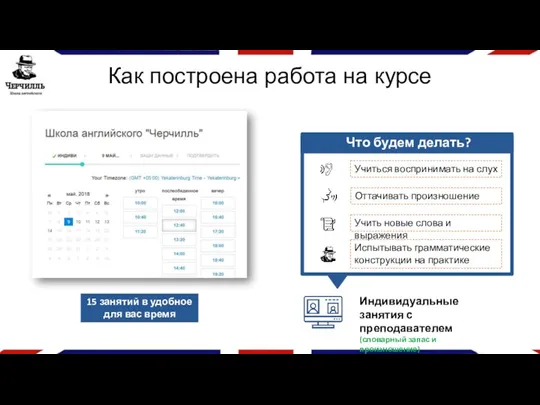 Индивидуальные занятия с преподавателем (словарный запас и произношение) Что будем