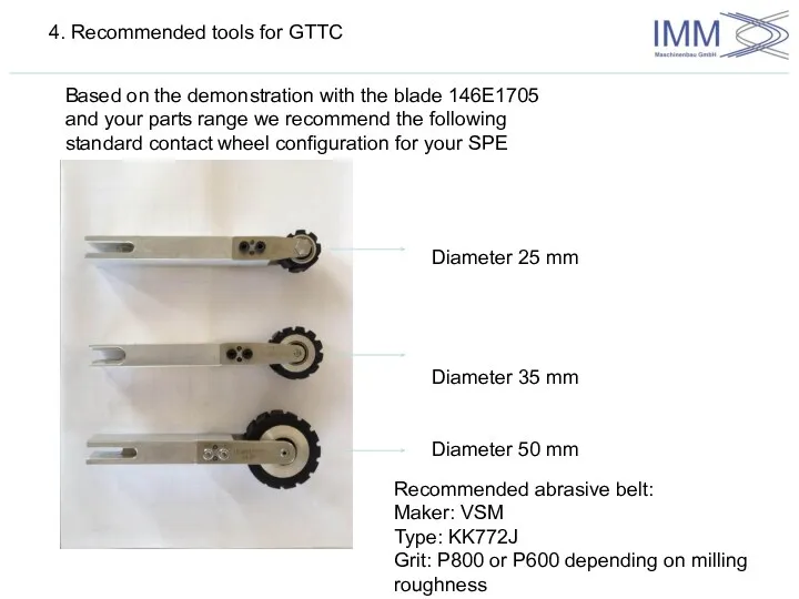 4. Recommended tools for GTTC Based on the demonstration with