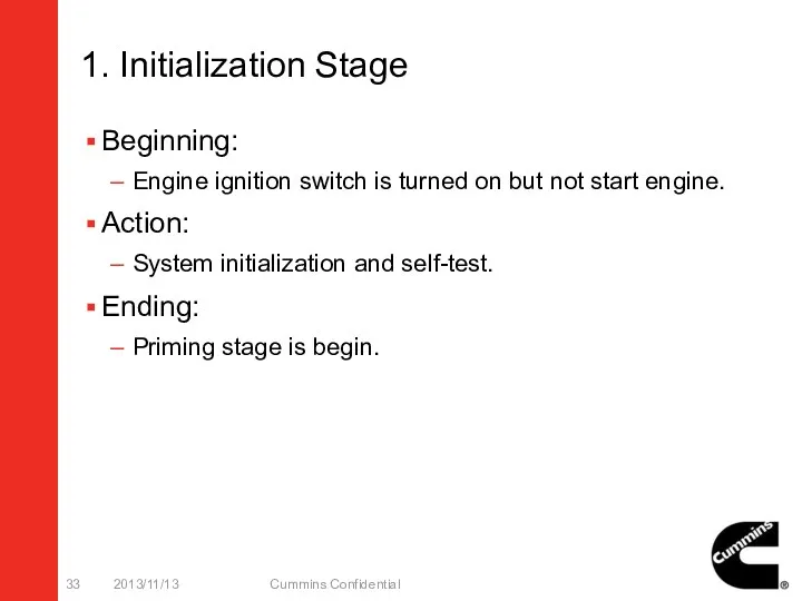 1. Initialization Stage Beginning: Engine ignition switch is turned on but not start