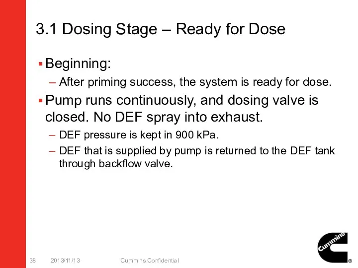 3.1 Dosing Stage – Ready for Dose Beginning: After priming success, the system