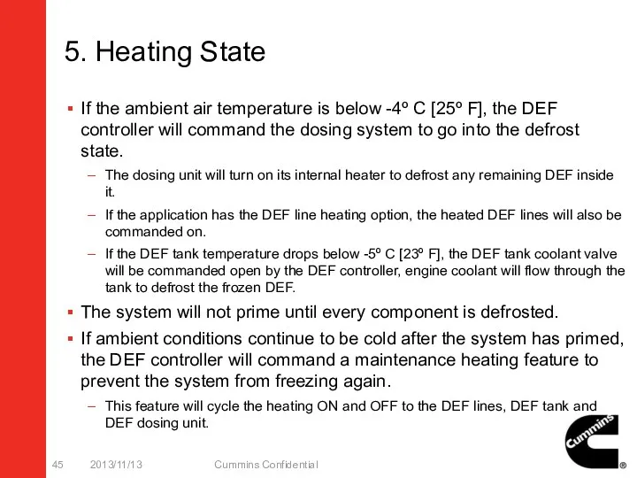 5. Heating State If the ambient air temperature is below -4º C [25º