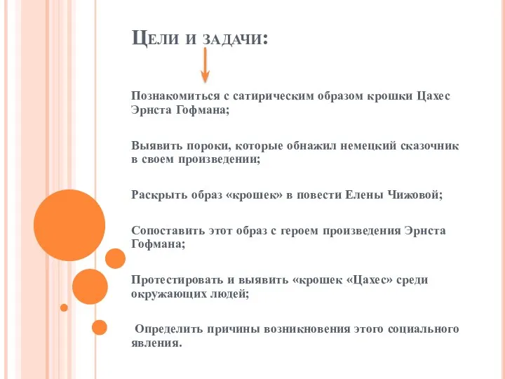 Цели и задачи: Познакомиться с сатирическим образом крошки Цахес Эрнста