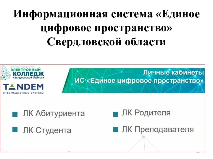 Информационная система «Единое цифровое пространство» Свердловской области