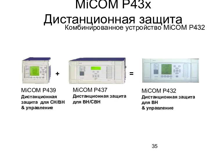 MiCOM P43x Дистанционная защита Комбинированное устройство MiCOM P432 MiCOM P437