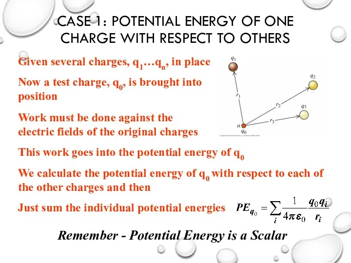 CASE 1: POTENTIAL ENERGY OF ONE CHARGE WITH RESPECT TO