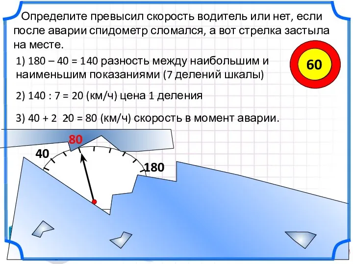 180 40 Определите превысил скорость водитель или нет, если после