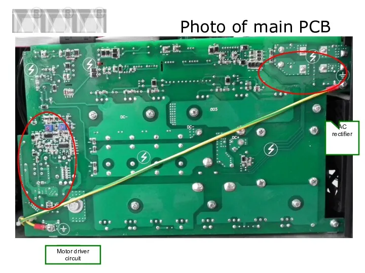 Photo of main PCB AC rectifier Motor driver circuit