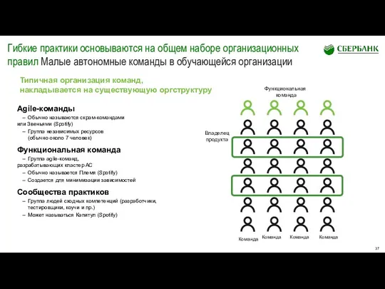 Гибкие практики основываются на общем наборе организационных правил Малые автономные