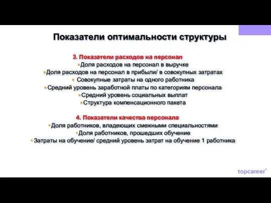 3. Показатели расходов на персонал Доля расходов на персонал в