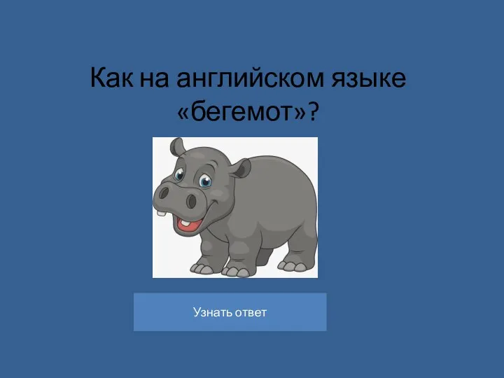 Как на английском языке «бегемот»?