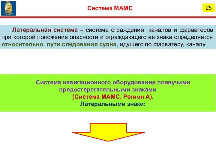 Латеральная система – система ограждения каналов и фарватеров при которой