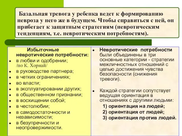 Базальная тревога у ребенка ведет к формированию невроза у него