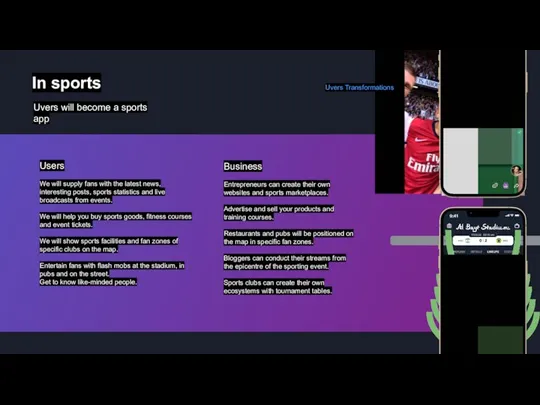 In sports Uvers Transformations Uvers will become a sports app
