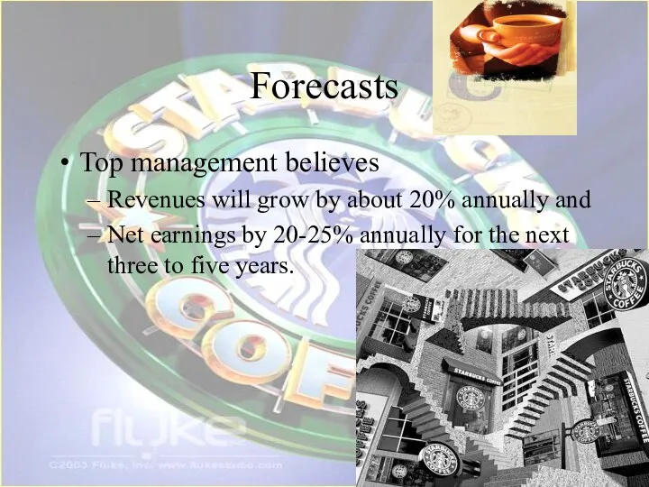 Forecasts Top management believes Revenues will grow by about 20%