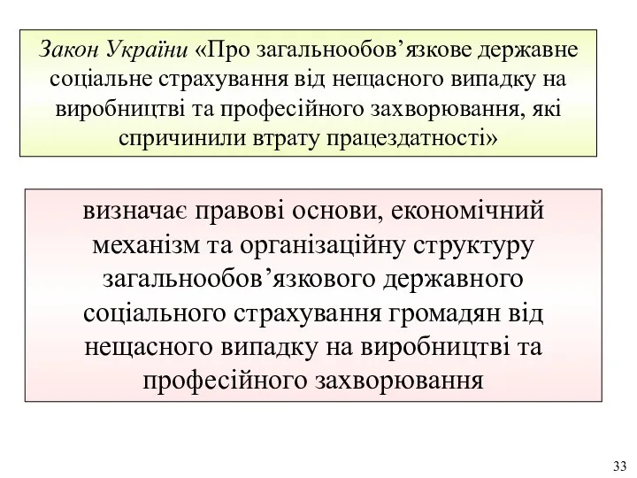 визначає правові основи, економічний механізм та організаційну структуру загальнообов’язкового державного