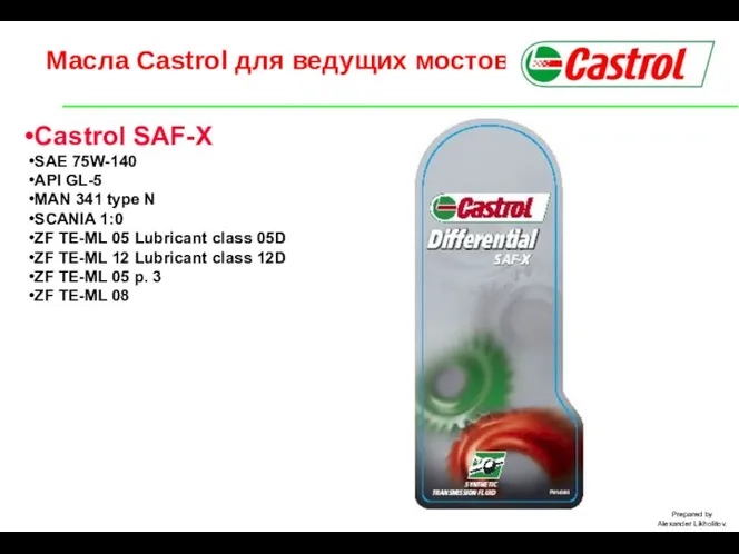 Масла Castrol для ведущих мостов Castrol SAF-X SAE 75W-140 API